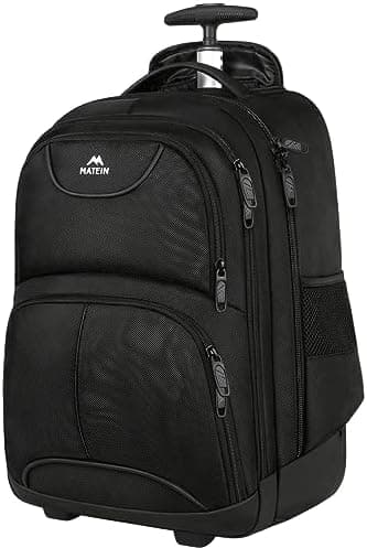 MATEIN Rolling Backpack, 17 inch Water Resistant Wheeled Laptop Backpack, Carry on Luggage Business Bag…