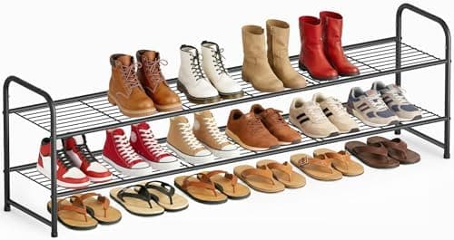 AOODA Long 2 Tier Shoe Rack for Closet Metal Wide Stackable Shoe Storage Organizer for Entryway…