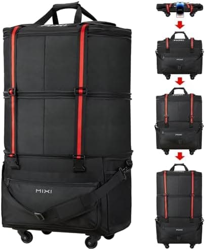 mixi Travel Bag with Wheels Expandable Foldable Luggage Bag Collapsible Rolling Travel Bag Duffel Bag Large Capacity Suitcase for…