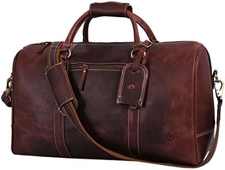 AARON LEATHER GOODS VENDIMIA ESTILO Leather Travel Duffel Bag | Gym Sports Bag Airplane Luggage Carry-On Bag | Gift for Father's…