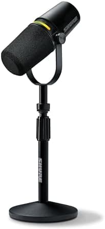 Shure MV7+ Podcast Dynamic Microphone with Stand – OBS Certified, Enhanced Audio, LED Panel, USB-C & XLR…