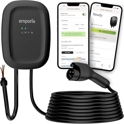 EMPORIA Level 2 EV Charger w/ J1772 Connector — 48 Amp, 240V WiFi Enabled Electric Vehicle Charging Station, 25ft Cable…