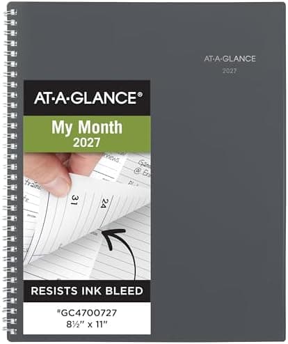 AT-A-GLANCE 2027 Planner, Monthly, 8.5" x 11", Tabbed, DayMinder, Gray (GC4700727)