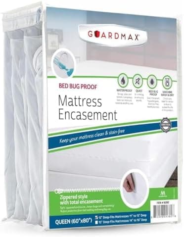 Guardmax Queen Mattress Protector Cover Zippered | 100% Waterproof Bed Bug Encasement | Soft, Hypoallergenic and Breathable |…