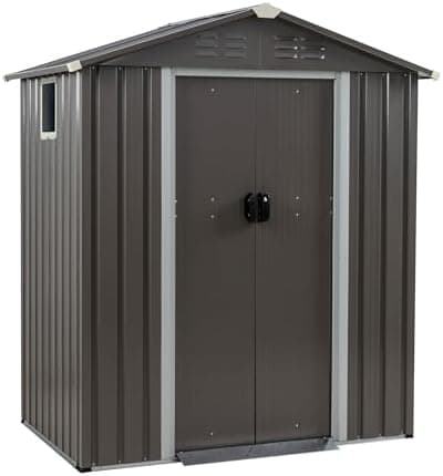 JY QAQA 5x3 FT Metal Outdoor Garden Storage Shed,Waterproof Metal Garden Sheds with Window and Lockable Double Door,Weather…