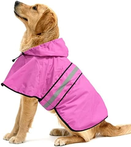 Reflective Dog Rain Coat - Waterproof Adjustable Pet Rain Jacket, Lightweight Dog Hooded Poncho Raincoat for Small to X- Large…