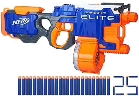 Nerf HyperFire Motorized Elite Blaster, 25-Dart Drum, Fires Up to 5 Darts Per Second, Includes 25 Official…