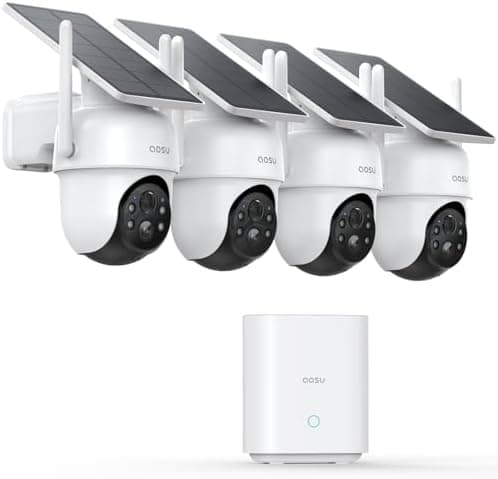 aosu Security Cameras Outdoor Wireless, 4 Cam-Kit, No Subscription Required, Solar-Powered, Home Security Cameras System with…