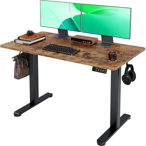 Claiks Electric Standing Desk, Adjustable Height Stand up Desk, 24x48 Inches Sit Stand Home Office Desk with Splice Board, Black…