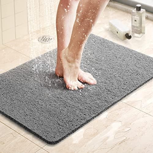 LuxStep Shower Mat Bathtub Mat,24x16 inch, Non-Slip Bath Mat with Drain, Quick Drying PVC Loofah Bathmat for…
