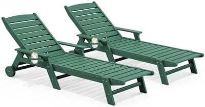 SERWALL Patio Chaise Lounge Chair Set of 2, 78'' Long 5-Positions…