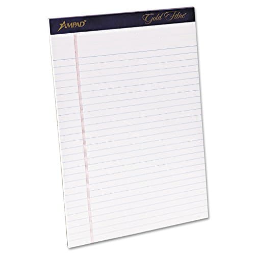 Ampad Gold Fibre Writing Pads, Legal/Wide Rule, Letter Size (8 1/2 in x 11 3/4 in), White, Four 50-Sheet Pads per Pack (20-031)