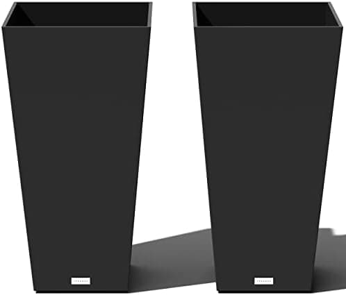 Veradek V-Resin Indoor/Outdoor Taper Planter, Set of 2 (30 inch, Black)