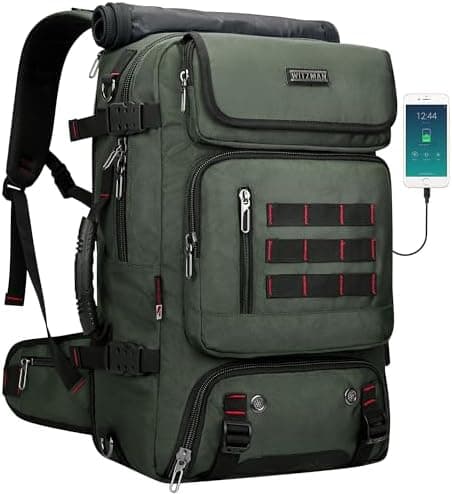 WITZMAN Carry on Travel Backpack for Men Women Airline Approved Convertible Nylon Duffle Backpack Luggage Bag (B682 Army Green)…
