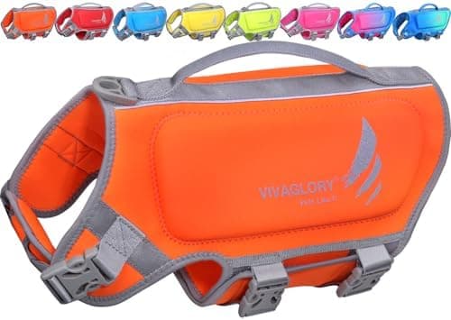 VIVAGLORY High Buoyancy Dog Life Vest, Swimming Vest with Handle, Dog Life Jacket for Swimming & Boating, Buoyancy for Puppy…