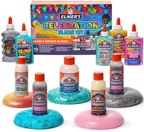Elmer's Celebration Slime Kit, Complete Slime Supplies, Includes Assorted Magical Liquid Slime Activators and Liquid Glues, 10…