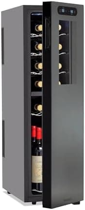 Wine Enthusiast 18-Bottle Slimline Dual Zone Wine Cooler - Energy Efficient Freestanding Wine Refrigerator - Upright Bottle…
