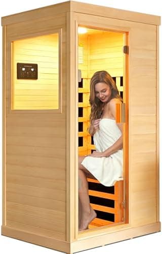 OUTEXER Far Infrared Sauna Home Sauna Spa Room Canadian Hemlock Wood 1200W Indoor Saunas Low EMF…