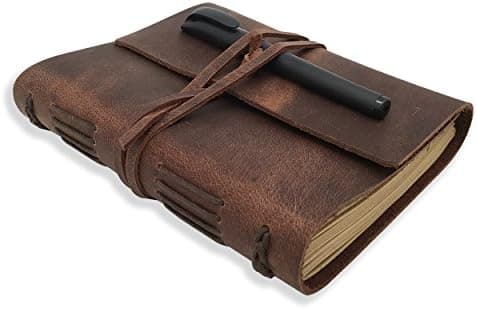 Leather Journal Writing Notebook - Genuine Leather Bound Daily Notepad for Men & Women Lined Paper 240 Kraft Pages, Handmade…