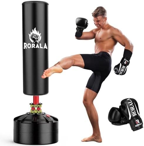 RORALA Punching Bag with Stand 70"-203lbs, Freestanding Heavy Boxing Bag Including 12OZ Boxing Gloves for Adult Youth Gift…