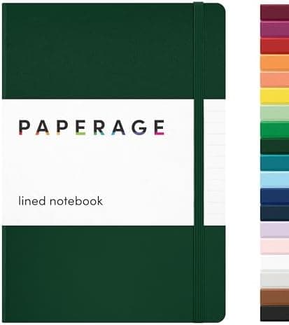 PAPERAGE Lined Journal Notebook, (Dark Green), 160 Pages, Medium 5.6 in x 8 in - 100 GSM Thick Paper –…