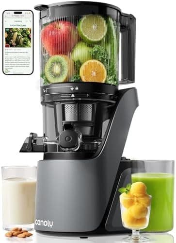 Canoly C16 Cold Press Juicer, 6" Extra Wide Feed Chute, 3-IN-1 Strainers (Juice & Sorbet & Nut Milk), Powerful AC Brushless…