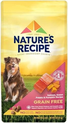 Nature's Recipe Grain Free Dry Dog Food, Salmon, Sweet Potato & Pumpkin Recipe, 4 lb. Bag