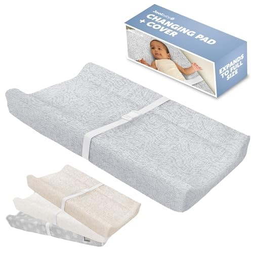 Jool Baby Serenity Soft Changing Pad + Washable Cover, Non-Slip - Fits Standard Changing Tables & Dressers (Wave Pattern, Gray)