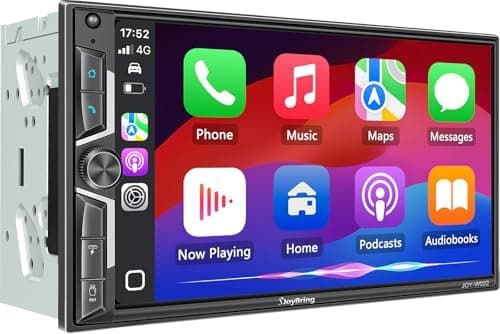 SJoyBring 7" QLED Double Din Car Stereo - Wireless Apple CarPlay & Android Auto, 240W 4.2CHN, SWC, Bluetooth…