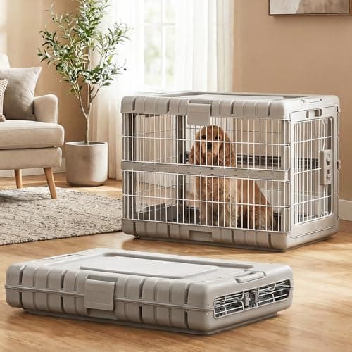 ZOMISIA Collapsible Dog Crate for Dogs - 28" L Heavy Duty Dog Kennel No Tools Required with 4 Sides Steel Foldable Cage for Dogs…