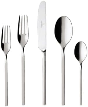 Villeroy & Boch NewWave Collection 20-Piece Flatware Set, Service for 4, 18/10 Stainless Steel Utensils, Dishwasher Safe