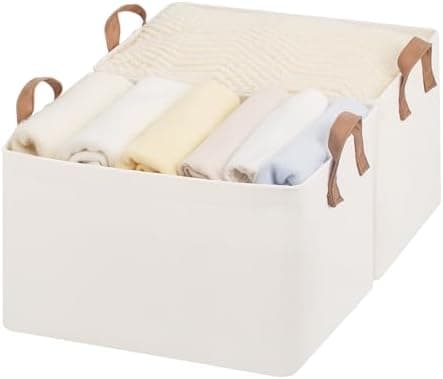 StorageWorks Fabric Storage Bins, Large Storage Baskets for Shelves, Closet Organizers and Storage Bins with Metal Frame…