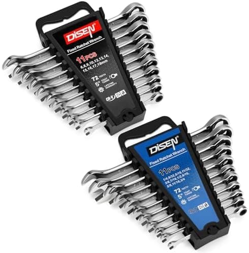DISEN 22 PCS Ratcheting Wrenches Set, Combination Wrenches Set SAE & Metric Standard, 1/4" to 3/4" and 6-18mm Size, CR-V Steel…