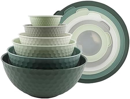 COOK WITH COLOR Mixing Bowls with Lids - 12 Piece Plastic Nesting Bowls Set includes 6 Prep Bowls and 6 Lids…