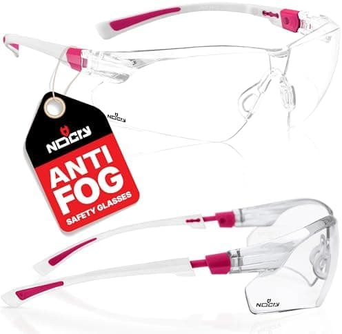 NoCry Clear Safety Glasses for Women with Adjustable Frames — Anti Fog Safety Glasses with 100% UV Protection & Scratch…