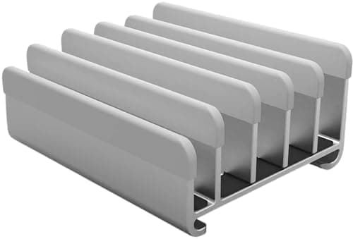 Elestoria 5-Slot Vertical Laptop Stand - Aluminum Laptop Stand Vertical for Desk -Laptop Holder with Adjustable Width (12-38mm)…