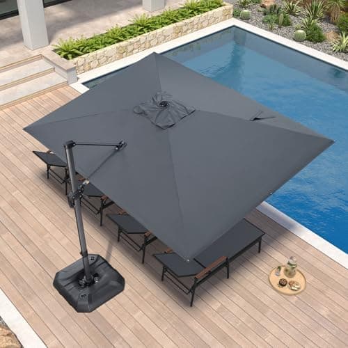 PURPLE LEAF 9' X 11.5' Patio Umbrella Outdoor Cantilever Rectangle Umbrella Aluminum Offset Umbrella with 360-degree Rotation for…