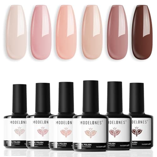 modelones Gel Nail Polish Kit -6 Colors Nude Pink Milky White Gel…