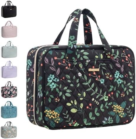 Everfun Travel Toiletry Bag with Hanging Hook and Leakproof Wet/Dry Compartments, Large Capacity Makeup Cosmetic Organizer for…