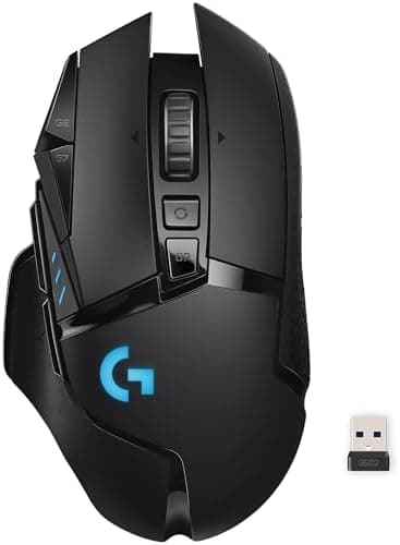 Logitech G502 Lightspeed Wireless Gaming Mouse with Hero 25K Sensor, PowerPlay Compatible, Tunable Weights and Lightsync RGB…
