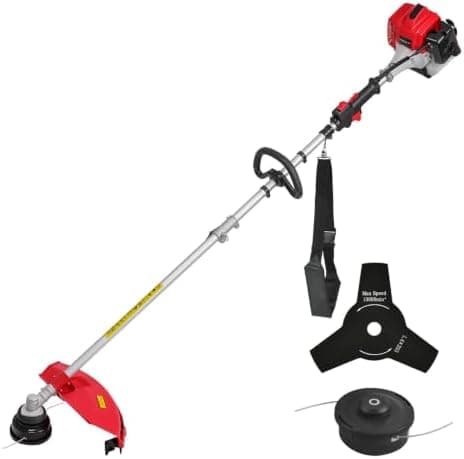 PowerSmart 25.4cc Gas Weed Wacker, String Trimmer/Edger 16-Inch with 10-Inch Brush Cutter for Grass Cutting 18lb Gas Trimmer