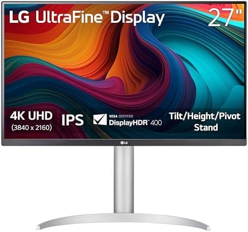 LG 27UP650K-W 27-inch Ultrafine 4K UHD (3840 x 2160) IPS Computer Monitor, 60Hz, 5ms, DisplayHDR 400, Reader…