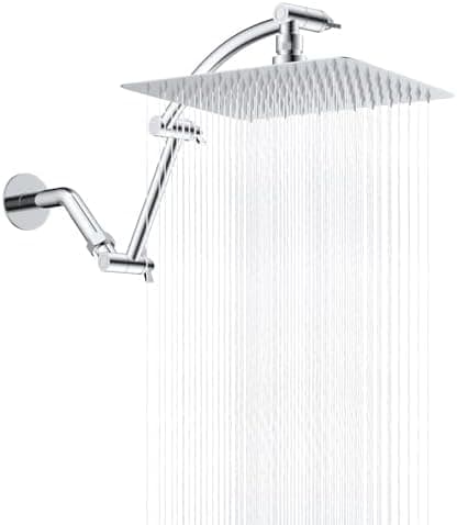 Hibbent All Metal cUPC Certified Rain Shower Head, 10'' High Pressure Rainfall Showerhead with 16" Shower Head Extension Arm…