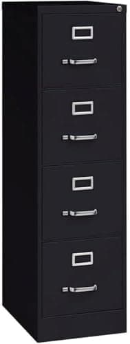 Scranton & Co 22" 4-Drawer Metal Letter Width Vertical Filing Cabinet in Black, Lockable, Sturdy Steel Construction, Office or…