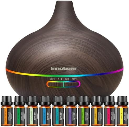 InnoGear Aromatherapy Diffuser & 10 Essential Oils Set, 400ml Diffuser Ultrasonic Diffuser Cool Mist…