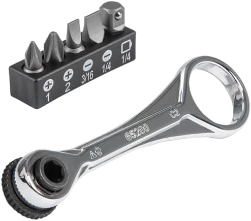 Klein Tools 65200 Ratchet Set, 5-Piece Mini Ratchet Set with Phillips, Slotted, and Adapter for Other Socket Sizes, For Tight…