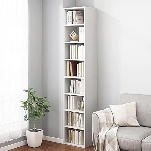 IOTXY Small Narrow Corner Bookcase - 71 Inches Tall Gap Freestanding Storage Cabinet, 8 Lattices Open Shelves Tower Rack, Cubes…
