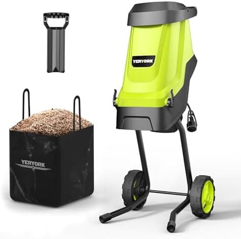 Yeryork Wood Chipper, 15-Amp 1.8" Cutting Diameter Electric Wood Chipper & Shredder with 50L Collection Bag, Efficient Mulcher…
