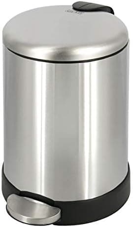 Glad Small Trash Can, 1.2 Gallon | Round Stainless Steel Garbage Bin with Soft Close Lid & Step Foot Pedal |…