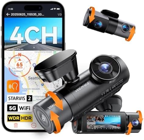 Vantrue N5S 4 Channel 360 Degree 2.7K Dash Cam, 4CH STARVIS 2 Night Vision, 2.7K+1080P*2+1440P Front Rear…
